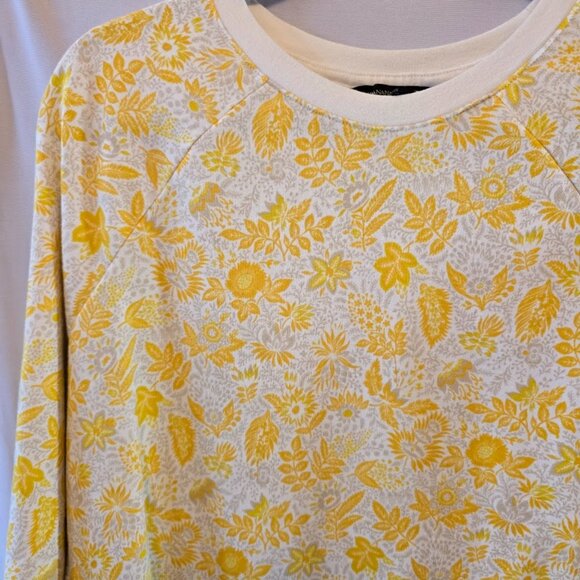 BANANA REPUBLIC PUFF SLEEVE SWEATSHIRT SIZE MEDIUM YELLOW WHITE FLORAL - Picture 3 of 7